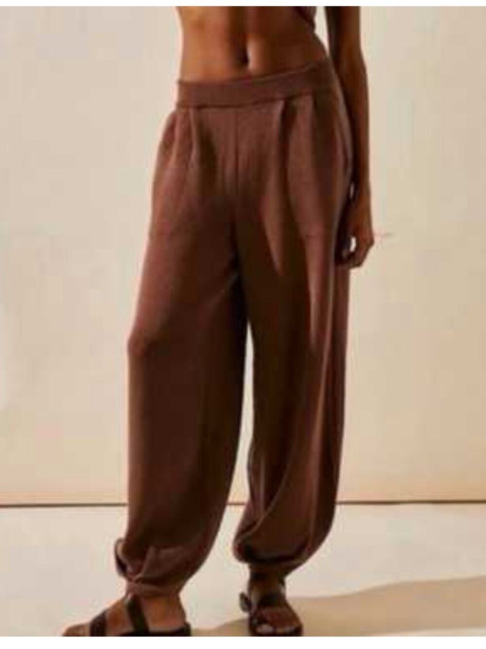 Free People Freya Cozy Knit Wide-Leg Pants in Brown - Picture 2 of 6
